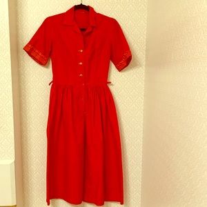 1950s red summer day dress